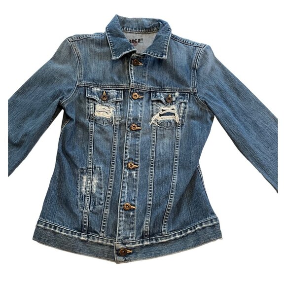 BKE Denim BKE67 Size Medium Denim Distressed Jean Jacket - Picture 3 of 11